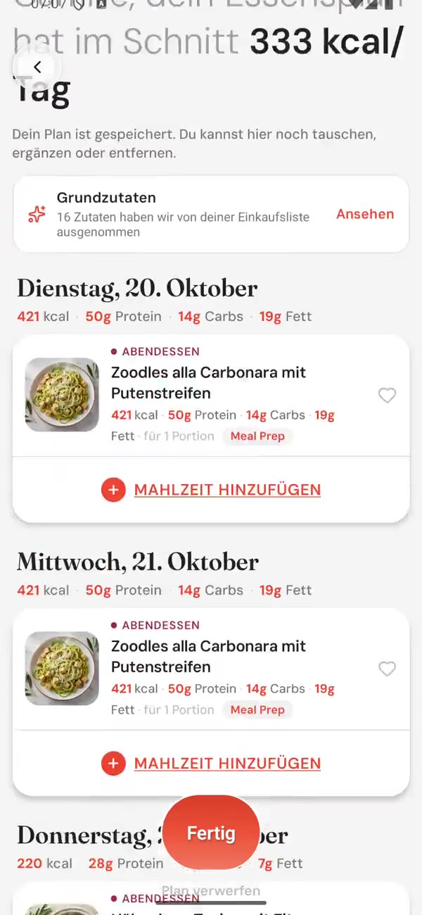 Die PlannyMeals-App: Ein geteiltes Rezept wird zum Gericht, die Woche plant sich und die Einkaufsliste füllt sich.